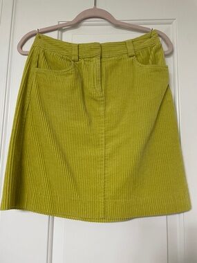 Boden Lime Green Corduroy Mini Skirt
